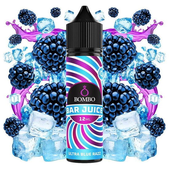 Bombo Bar Juice - Ultra Blue Razz Ice - Kékmálna, Citrom és Lime ízű Longfill Aroma - 12/60ml