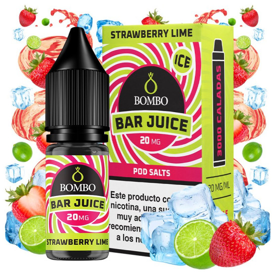 Salt Bombo Bar Juice - Strawberry Lime Ice - Eper és Lime ízesítésű nikotinsó - 10ml/10mg