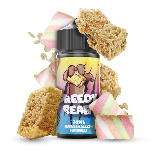 Greedy Bear - Marshmallow Madness - Rizsfelfújt és Mályvacukor ízű Longfill Aroma - 30/120 ml