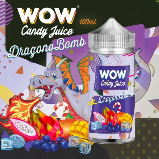 Wow Candy Juice - Dino - DragonoBomb - Zmajevo voće, crni ribiz, mango i bomboni - 100ml/0mg