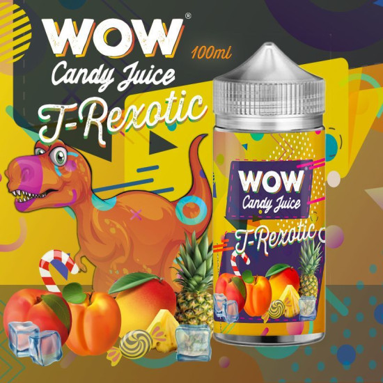 Wow Candy Juice - Dino - T-Rexotic - Breskva, marelica i bombon - 100ml/0mg