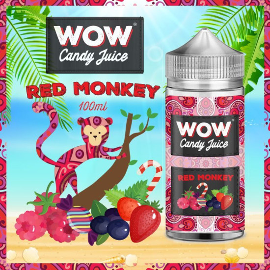 Wow Candy Juice - No Fresh - Red Monkey - Malina, crni ribiz i jagoda - 100ml/0mg