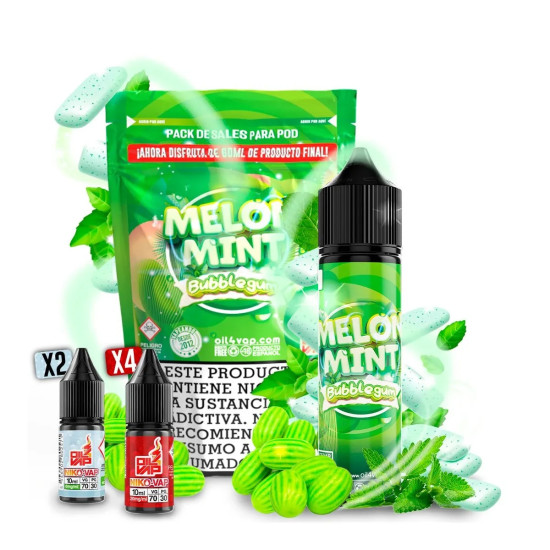 Oil4Vap - Pack of Salts Melon Mint Bubblegum - Sárgadinnyés Rágógumi ízesítésű nikotinsó - 60ml/6-14mg