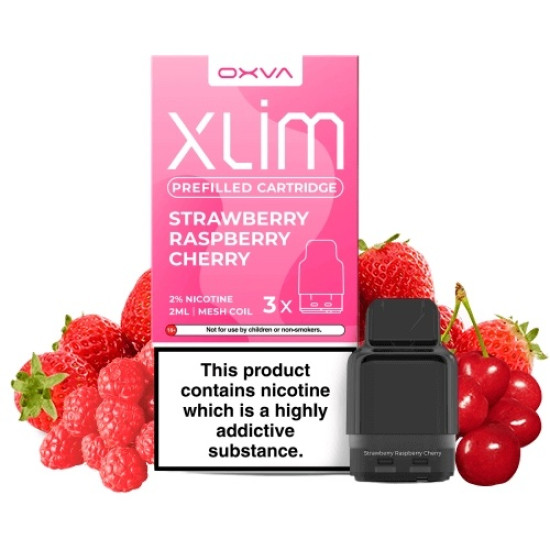 OXVA - XLIM - Strawberry Razz Cherry - Eper, Málna és Cseresznye ízű Niksó Liquiddel Töltött Pod Tank 1,2 ohm - 2ml/20mg