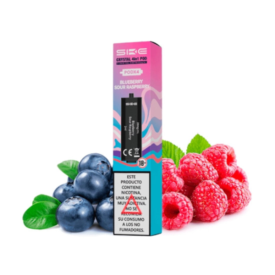 SKE Crystal 4in1 - Blueberry Sour Raspberry ízesített niksó liquiddel töltött pod tank 2ml/20mg - 4 db